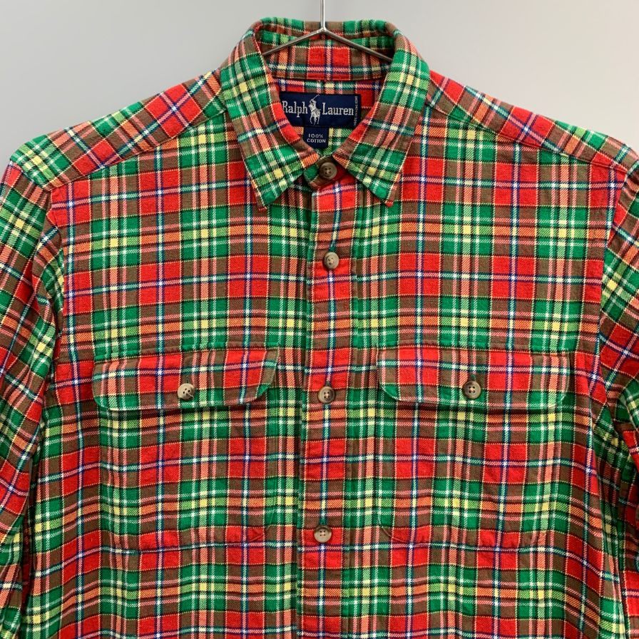 美品◆ポロ ラルフローレン ボタンダウンシャツ 90s チェック柄 メンズ サイズ表記なし Polo Ralph Lauren 【AFB9】