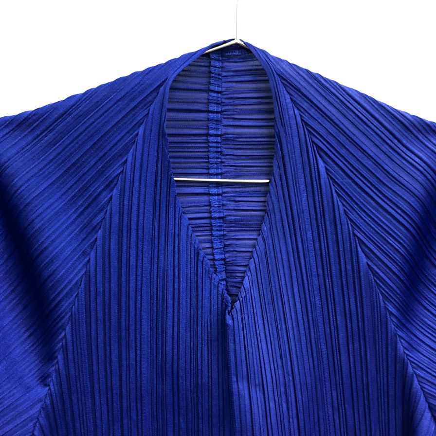 美品◆プリーツプリーズ イッセイミヤケ PP11-JK541 リブ プリーツ ブルー サイズ 3 PLEATS PLEASE 【AFB11】