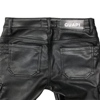グアピ カーゴパンツ フェイクレザー ギミック ボトム ブラック メンズ サイズ30 GUAPI 【AFB46】