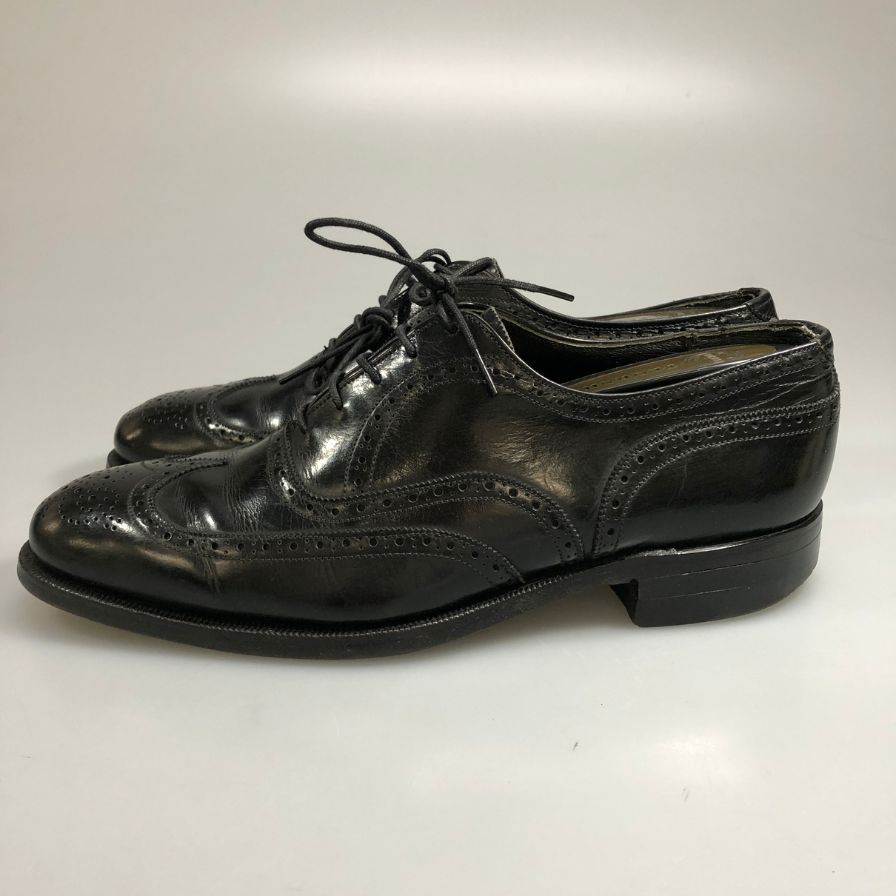フローシャイム デザイナー コレクション ウィングチップ 青窓枠 ブラック メンズ サイズ7.5D FLORSHEIM ビジネスシューズ 約25.5cm【LA】【中古】