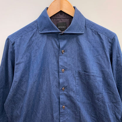 美品◆サルトリアデルグロッソ シャツ ポリエステル メンズ ブルー サイズ39-82 SARTORIA DEL GROSSO 【AFB7】