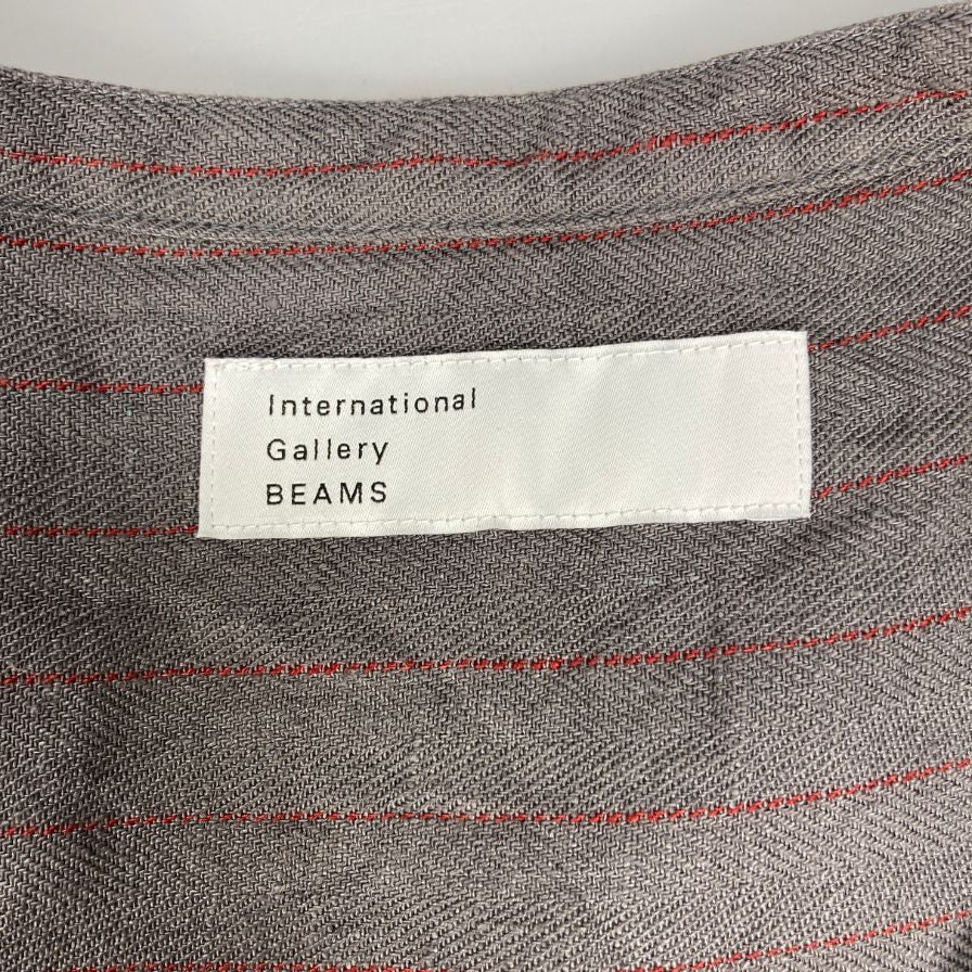 極美品◆インターナショナルギャラリービームス シャツ リネンプルオーバー ヘンリーネック グレー メンズ サイズM international gallery beams 【AFB12】