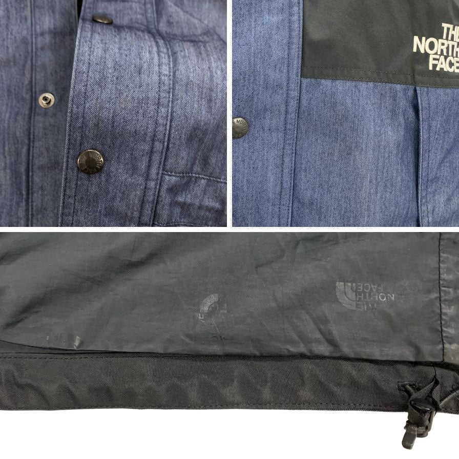 中古◆ザ ノースフェイス マウンテンライトジャケット デニム ゴアテックス NP12032 サイズL ブラック×ネイビー メンズ THE NORTH FACE 【AFA24】