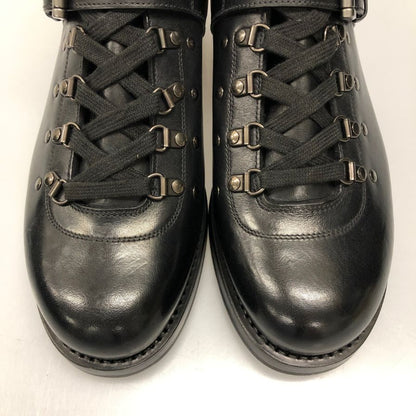プラダ コンバットブーツ レースアップ ベルト レザー 2T 1882 ブラック メンズ サイズ8.5 PRADA 約27.0cm【AFD9-2】