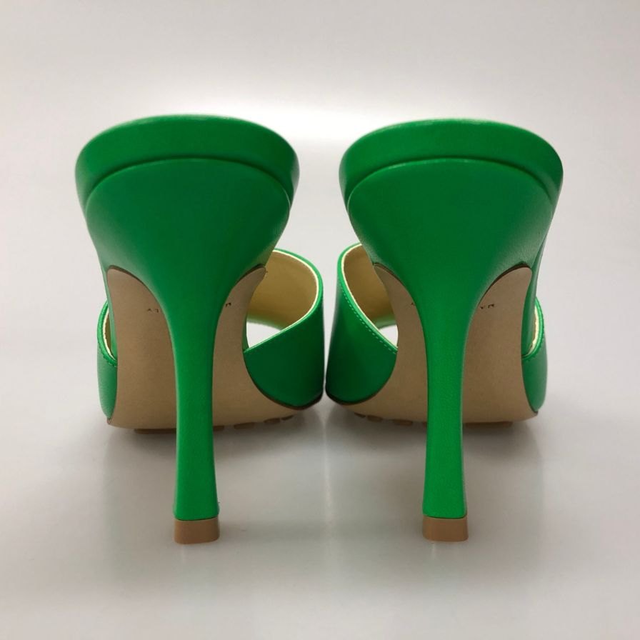 ボッテガヴェネタ パンプス ストレッチサンダル ミュール ラムレザー グリーン系 サイズ35.5 BOTTEGA VENETA 約22.5cm【AFD7】