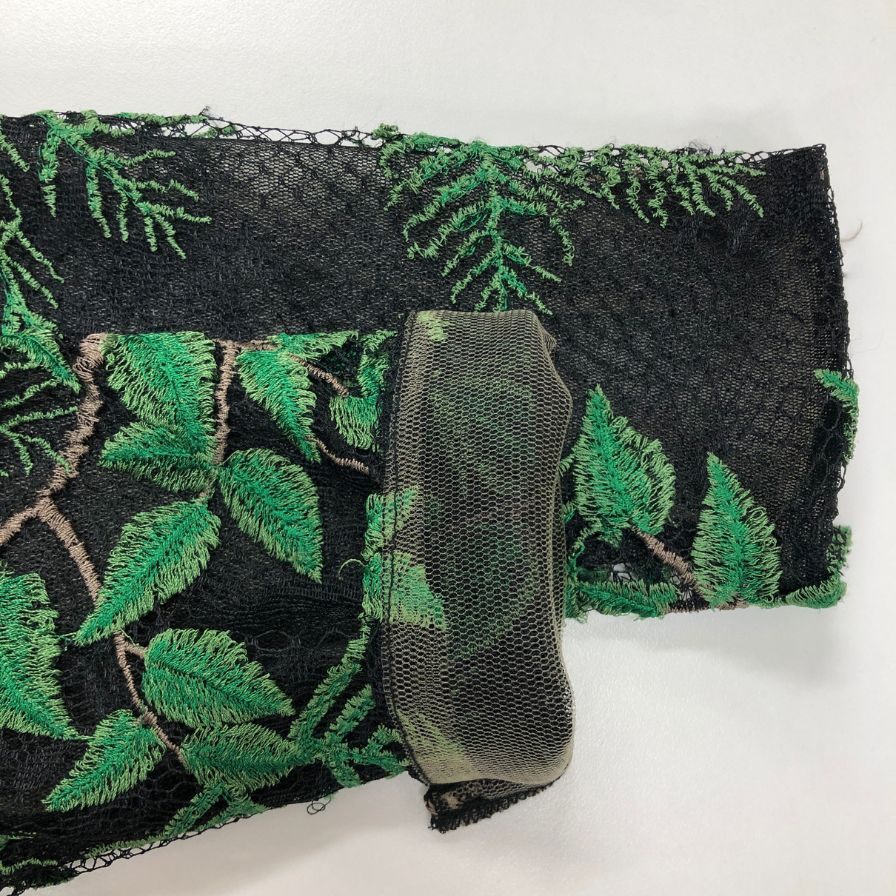 極美品◆タダシショージ ドレス レーヨン 葉っぱ柄 刺繍  レース レディース ブラック サイズ2 総柄 TADASHI SHOJI 【AFB4】