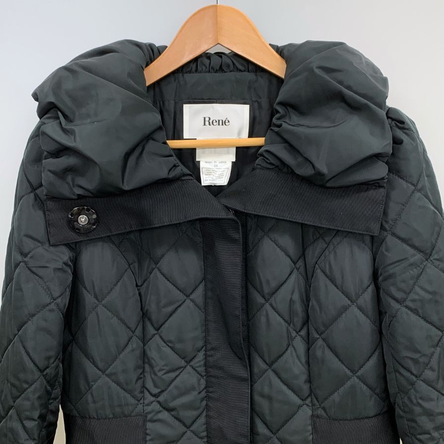 極美品◆ルネxティシュー ロイヤルスウィートコート キルティングコート 38サイズ ブラック 6438040 Rene Tissue 【AFA13】