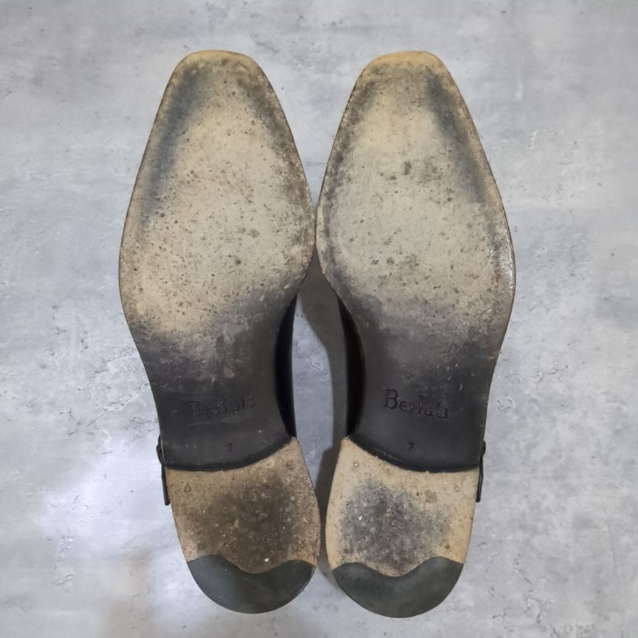 ベルルッティ レザーシューズ シングルモンク 902 ブラック メンズ サイズUK7 Berluti ビジネスシューズ 約25.5cm【LA】【中古】
