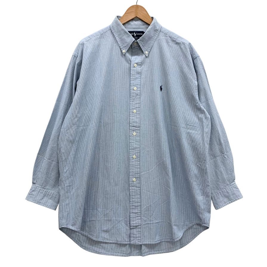 ラルフローレン チェックシャツ 総柄 ブルー系 メンズ サイズLL Ralph Lauren【LA】