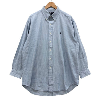 ラルフローレン チェックシャツ 総柄 ブルー系 メンズ サイズLL Ralph Lauren【LA】