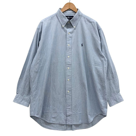 ラルフローレン チェックシャツ 総柄 ブルー系 メンズ サイズLL Ralph Lauren【LA】