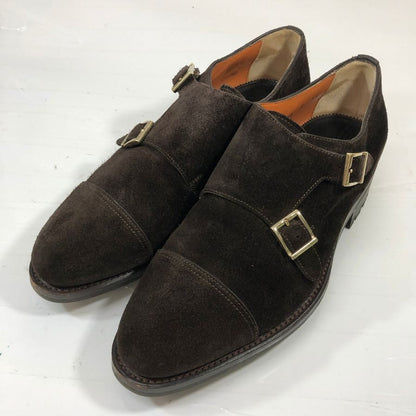 サントーニ レザーシューズ キャップトゥ ダブルモンク 14304 スエード ブラウン メンズ サイズUK5.5 Santoni 約24.0cm【AFD9-2】