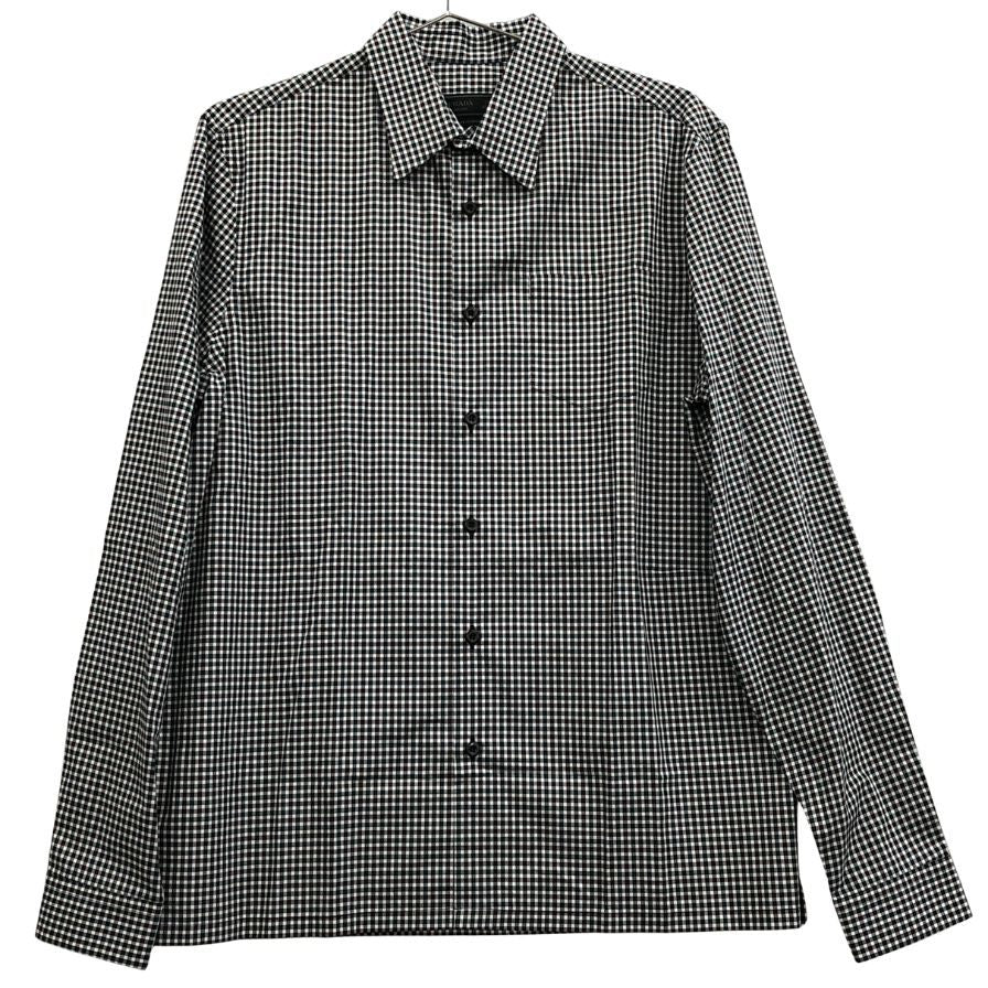 極美品◆プラダ 長袖 ギンガムチェック コットン シャツ 2017 レディース サイズ 39 15 1/2 総柄 PRADA 【AFB30】