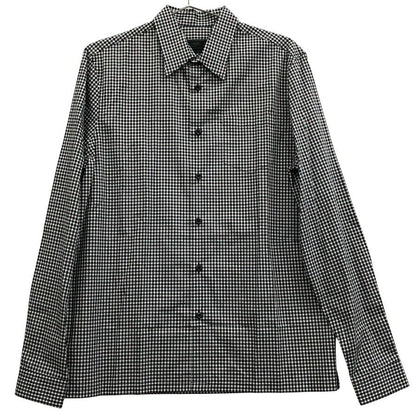 極美品◆プラダ 長袖 ギンガムチェック コットン シャツ 2017 レディース サイズ 39 15 1/2 総柄 PRADA 【AFB30】