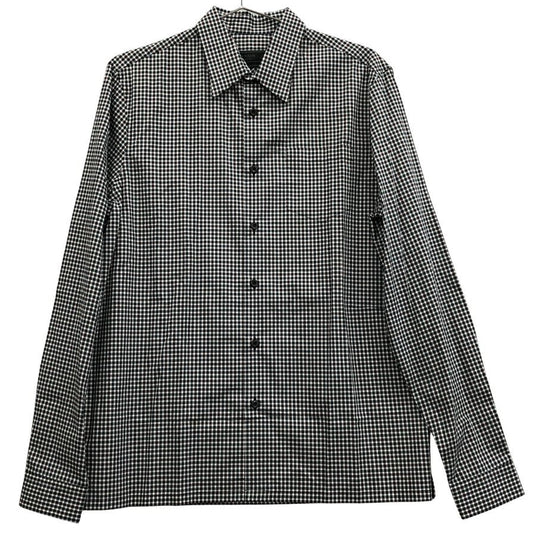 極美品◆プラダ 長袖 ギンガムチェック コットン シャツ 2017 レディース サイズ 39 15 1/2 総柄 PRADA 【AFB30】