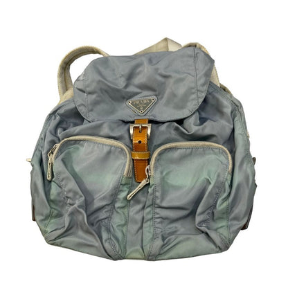 プラダ リュック フラップ ナイロン レザー レディース ライトブルー PRADA【AFE4】