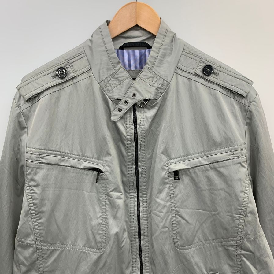 極美品◆ヒューゴボス ナイロン スポーツジャケット フロントジップ メンズ サイズ46R グレー  HUGO BOSS 【AFB33】