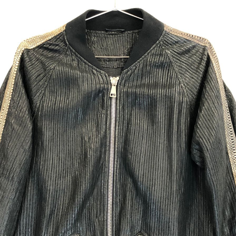 美品◆ジョルジオ ブラット ジャケット ラムレザー メッシュ メンズ サイズ46 ブラック GIORGIOBRATO 【AFF22】