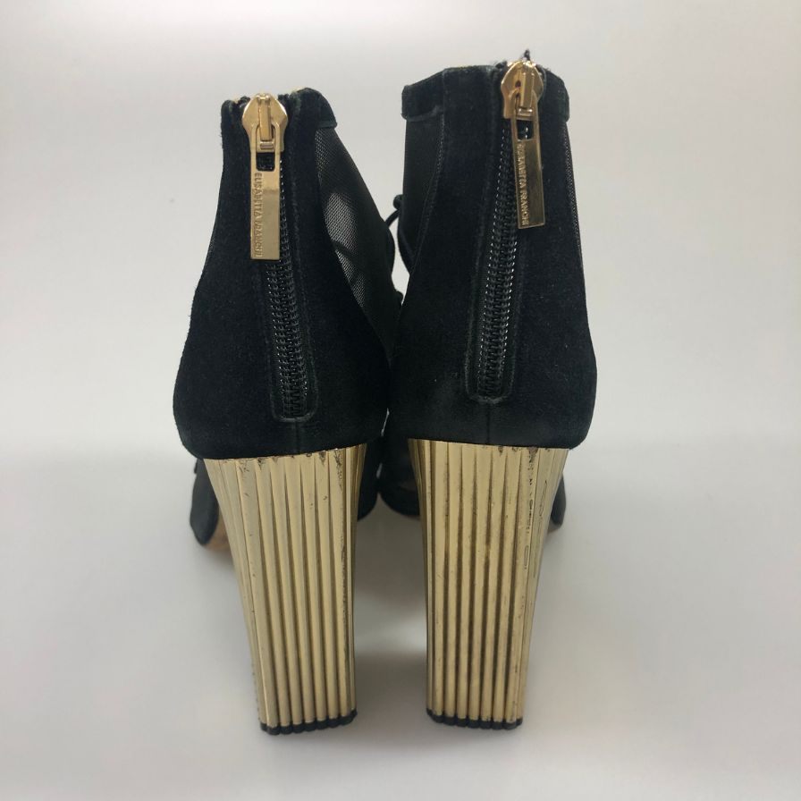 エリザベッタ フランキ ヒールサンダル メッシュ ブラック サイズ38 Elisabetta Franchi 約24.5cm【AFC52】