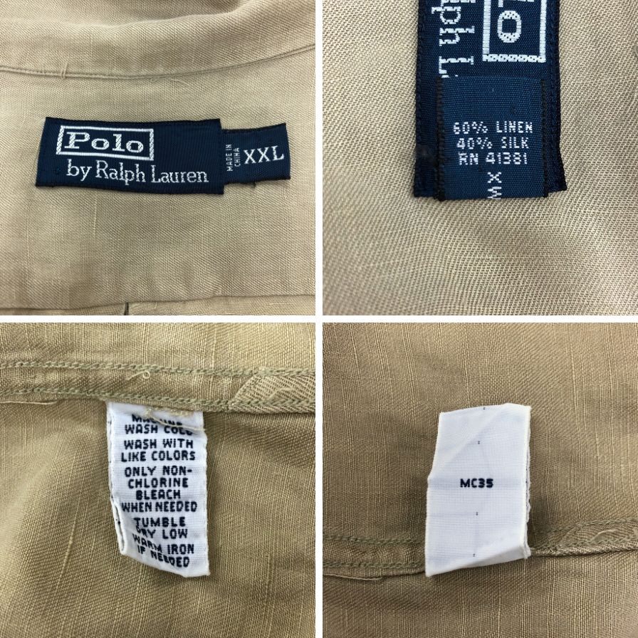 美品◆ポロ ラルフローレン ヴィンテージ開襟シャツ ベージュ メンズ サイズXXL POLO RALPH LAUREN 【AFB6】