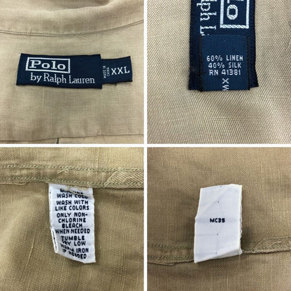 美品◆ポロ ラルフローレン ヴィンテージ開襟シャツ ベージュ メンズ サイズXXL POLO RALPH LAUREN 【AFB6】