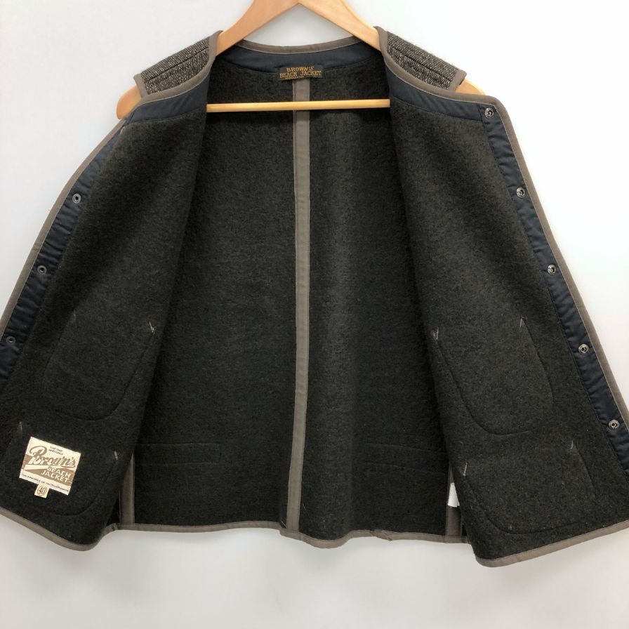 極美品◆ブラウンズビーチ ビーチクロスベスト フルカウント コットン×ウール グレー系 サイズ40 メンズ Brown's BEACH 【AFB28】