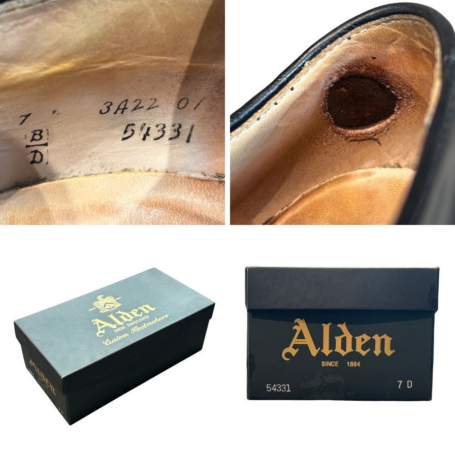 オールデン レザーシューズ Vチップ コードバン 54331 モディファイドラスト ブラック サイズ7D メンズ Alden ビジネスシューズ 約25.0cm【LA】【中古】
