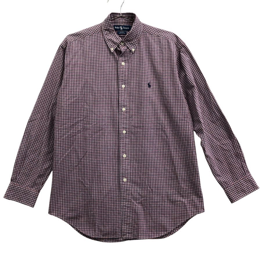 美品◆ラルフローレン ボタンダウンシャツ 90 オールド BLAKE チェック ボルドー系 メンズ サイズS Ralph Lauren 【AFB40】