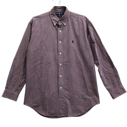 美品◆ラルフローレン ボタンダウンシャツ 90 オールド BLAKE チェック ボルドー系 メンズ サイズS Ralph Lauren 【AFB40】