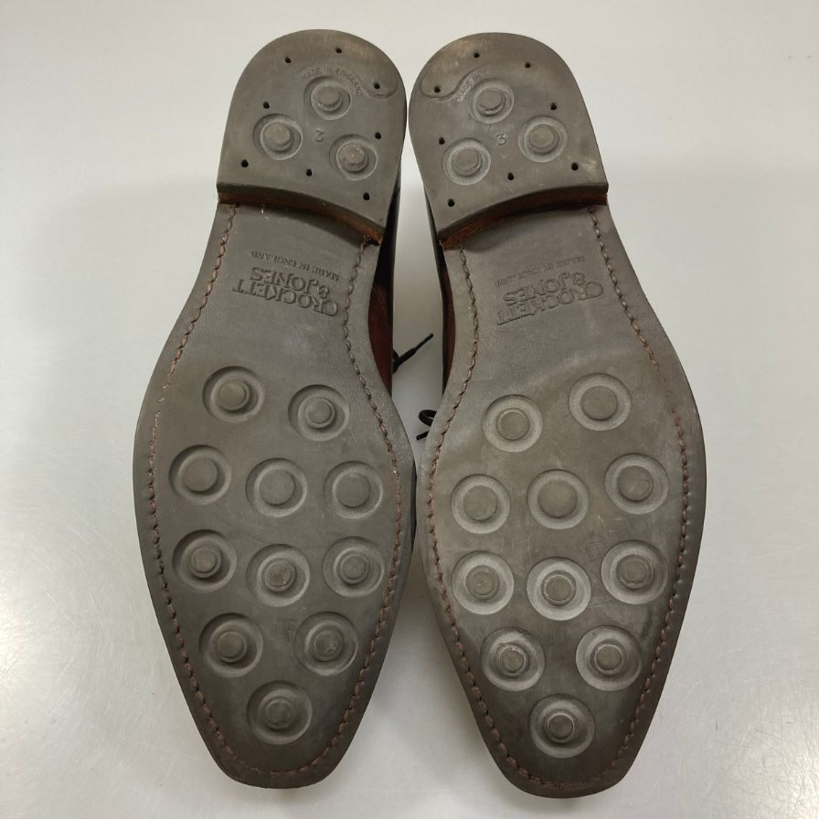 クロケット&ジョーンズ ストレートチップ ハラム ダークブラウン サイズ6.5E CROCKETT&JONES HALLAM ビジネスシューズ 約26.0cm【LA】【中古】
