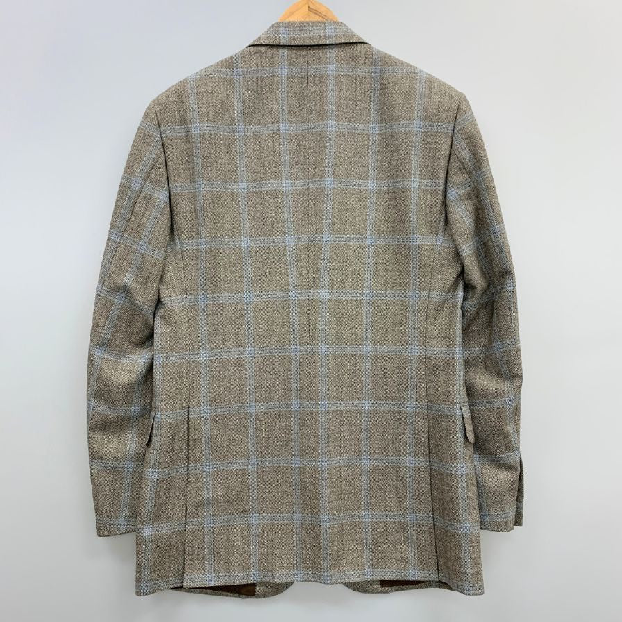 美品◆パルジレリ テーラードジャケット ペーン柄  ウール カシミア メンズ サイズ48 グレー系 PAL ZILERI 【AFB41】
