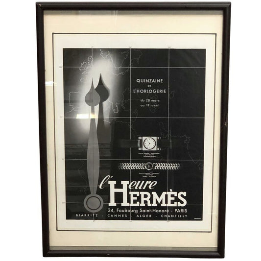エルメス ポスター リストウォッチ 秒針 時計 ヴィンテージ 額付き HERMES【AFE13】【中古】