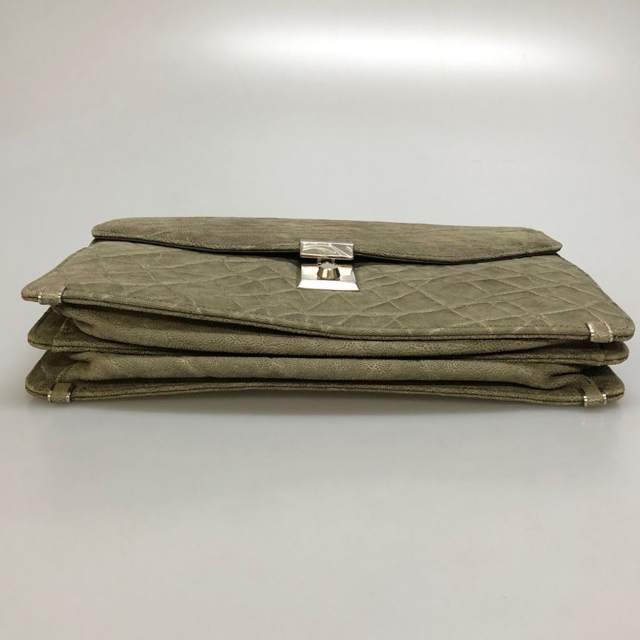 JRA認証付 エキゾティックレザー エレファント ブリーフケーズ ビジネスバッグ メンズ グレー【AFE3】