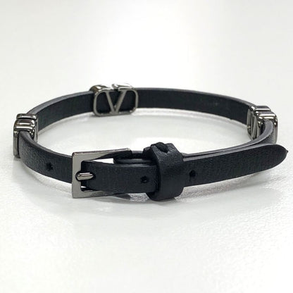 ヴァレンティノ レザー ブレスレット ブラック シルバー金具 レディース VALENTINO