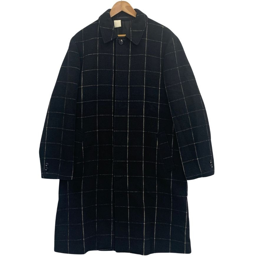 美品◆エヌハリウッド チェック柄 ウールコート ダークネイビー サイズ40 メンズ N.HOLLYWOOD 【AFA3】