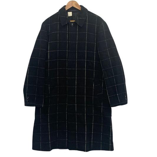 美品◆エヌハリウッド チェック柄 ウールコート ダークネイビー サイズ40 メンズ N.HOLLYWOOD 【AFA3】
