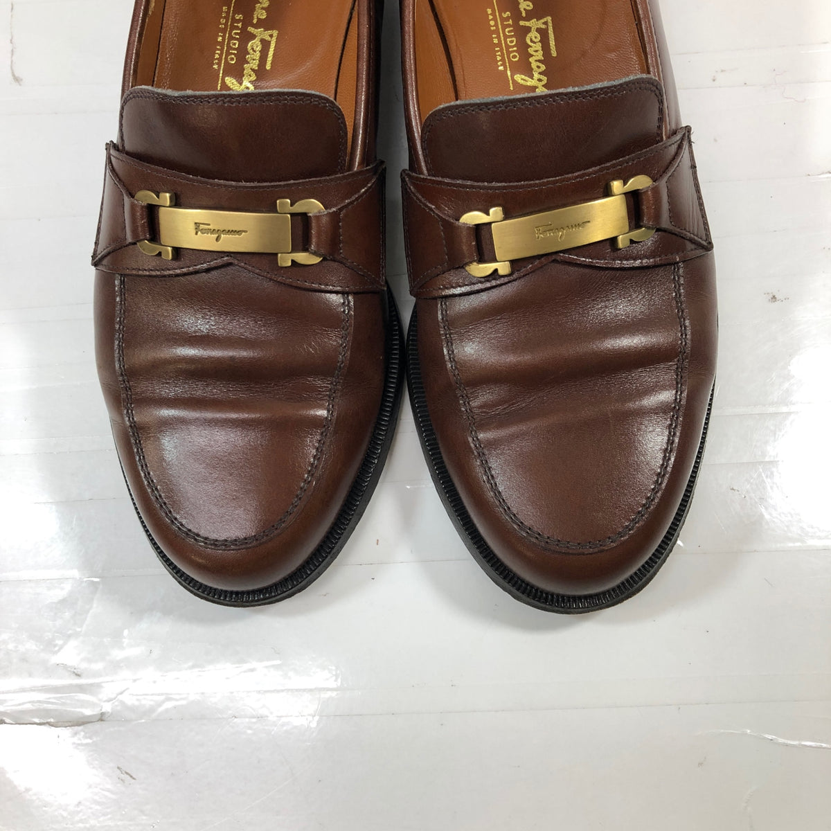 サルヴァトーレ フェラガモ ビットローファー ガンチーニ 9235 カーフ ブラウン メンズ サイズUK8.5  Salvatore Ferragamo 約27.0cm【AFC4】