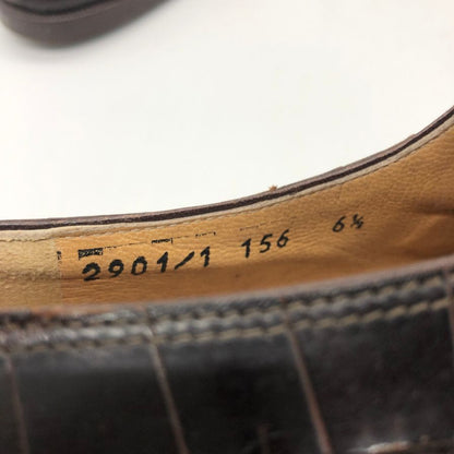 マウリ レザーシューズ シングルモンク 2901 クロコ プレーントゥ メンズ ブラウン サイズUK6.5 mauri 約25.5cm【PTM4】