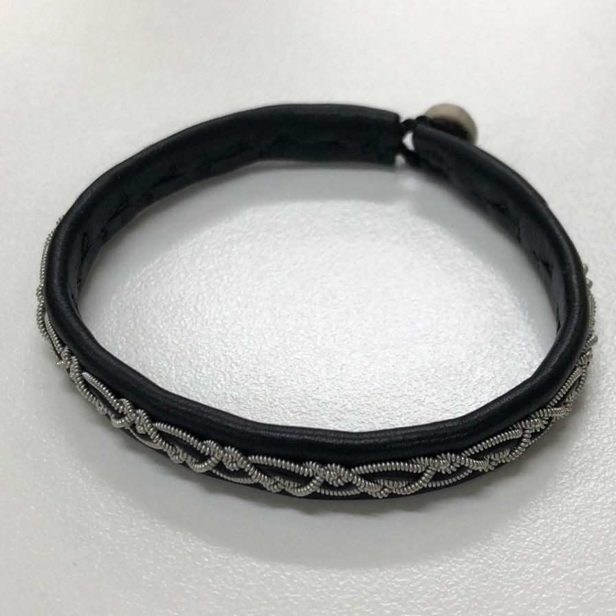サーミクラフト レザー ブレスレッド シルバー ブラック メンズ