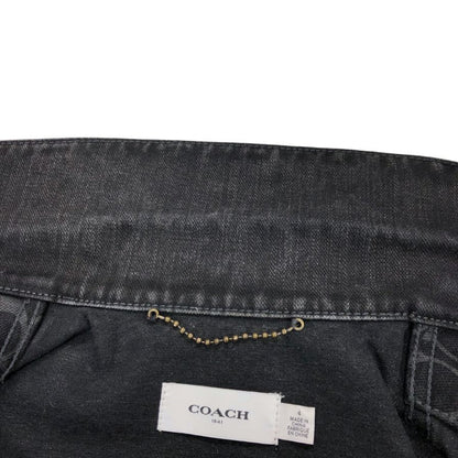 美品◆コーチ デニムジャケット シグネチャー 馬車金具 ブラック レディース サイズ4 COACH 【AFB30】