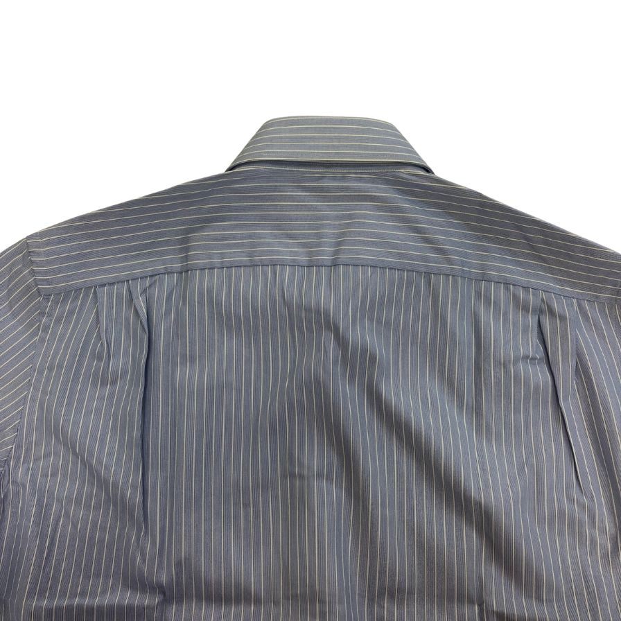 新品同様◆エルメネジルドゼニア 長袖ドレスシャツ ストライプ ブルー サイズ39/15.5 メンズ Ermenegildo Zegna 【AFB9】