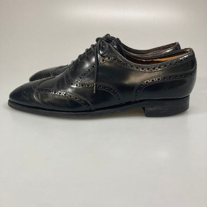 ロイヤルツイード レザーシューズ ウイングチップ ブラック メンズ サイズUK9 Royal Tweed 約28.0cm【AFC47】