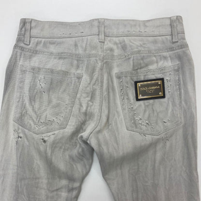 ドルチェ&ガッバーナ スキニーデニム ダメージ加工 グレー メンズ サイズ44 GY07LD DOLCE&GABBANA 【AFB41】