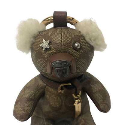 コーチ チャーム シグネチャー ベア バッグチャーム キーホルダー ブラウン系 COACH【AFI9】【中古】