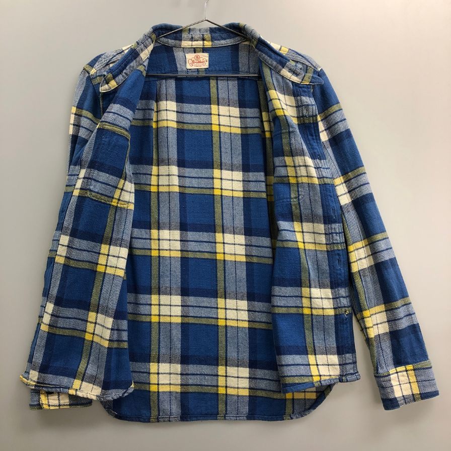 極美品◆ファイブブラザー ネルシャツ USA製 チェック柄 青系 コットン想定 復刻版想定 メンズ 品質タグサイズタグなし  M想定 FIVE BROTHER 【AFA8】