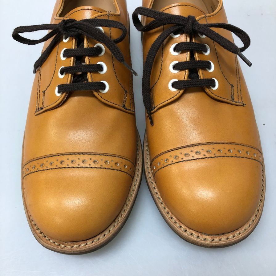 サンダース BGS コレクション パンチドキャップ、ダービー ライトブラウン サイズ6 SANDERS 約25.0cm【AFD14】