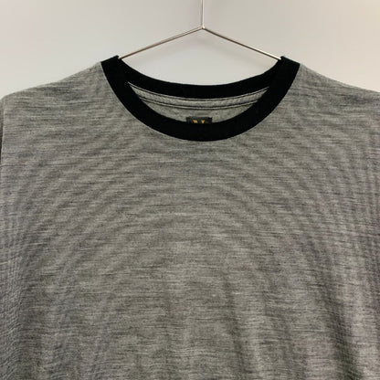 新品同様◆バトナー Tシャツ カットソー ボーダー 半袖 サマーウール bn-26sm-073 ブラック系 メンズ サイズ1 BATONER 【AFB47】