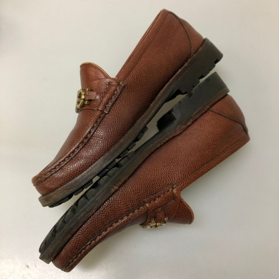 フェラガモ ビットローファー グレインレザー ガンチーニ金具 メンズ サイズ6EE ブラウン Ferragamo 約24.5cm【AFC47】