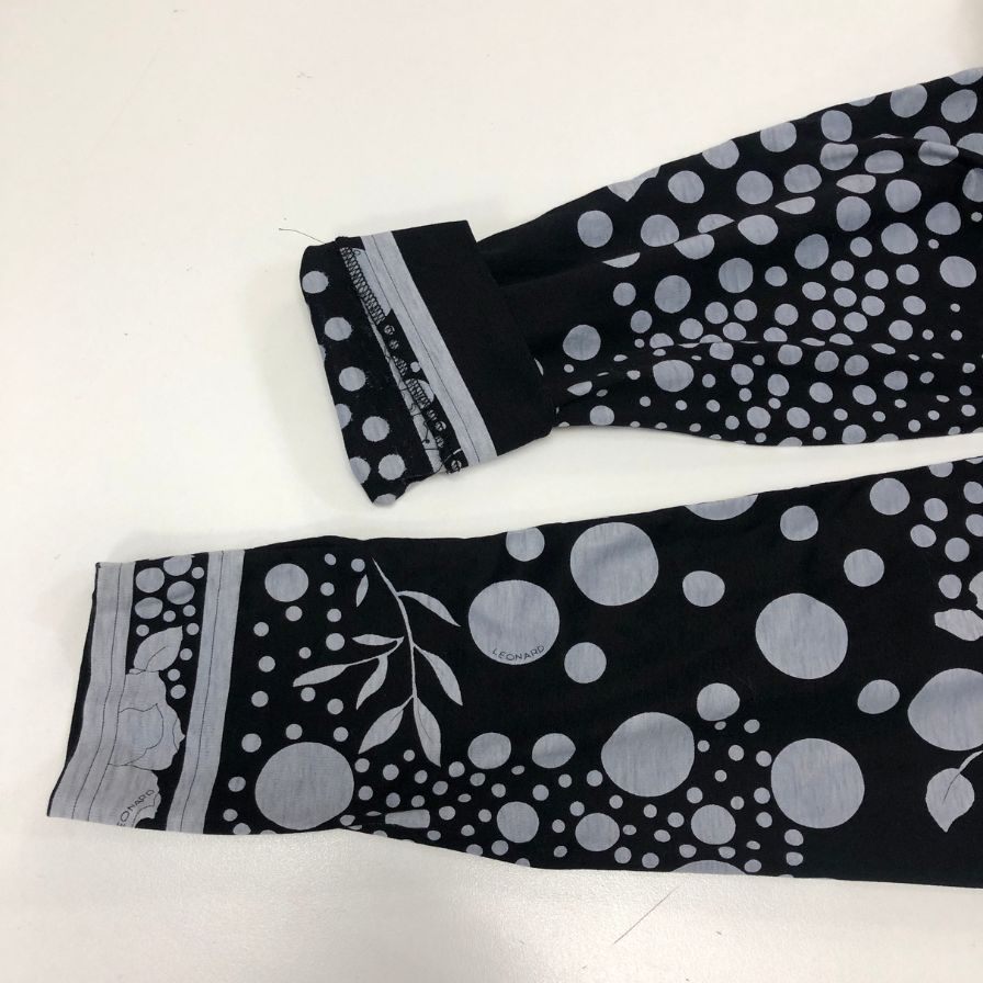 美品◆レオナール ワンピース モノトーン 総柄 レディース サイズL LEONARD 【AFB3】