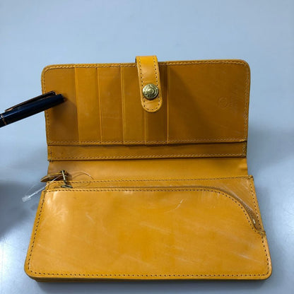 グレンロイヤル 長財布 二つ折り財布 フラップボタン ブライドルレザー イエロー ゴールド金具 GLENROYAL【AFI1】